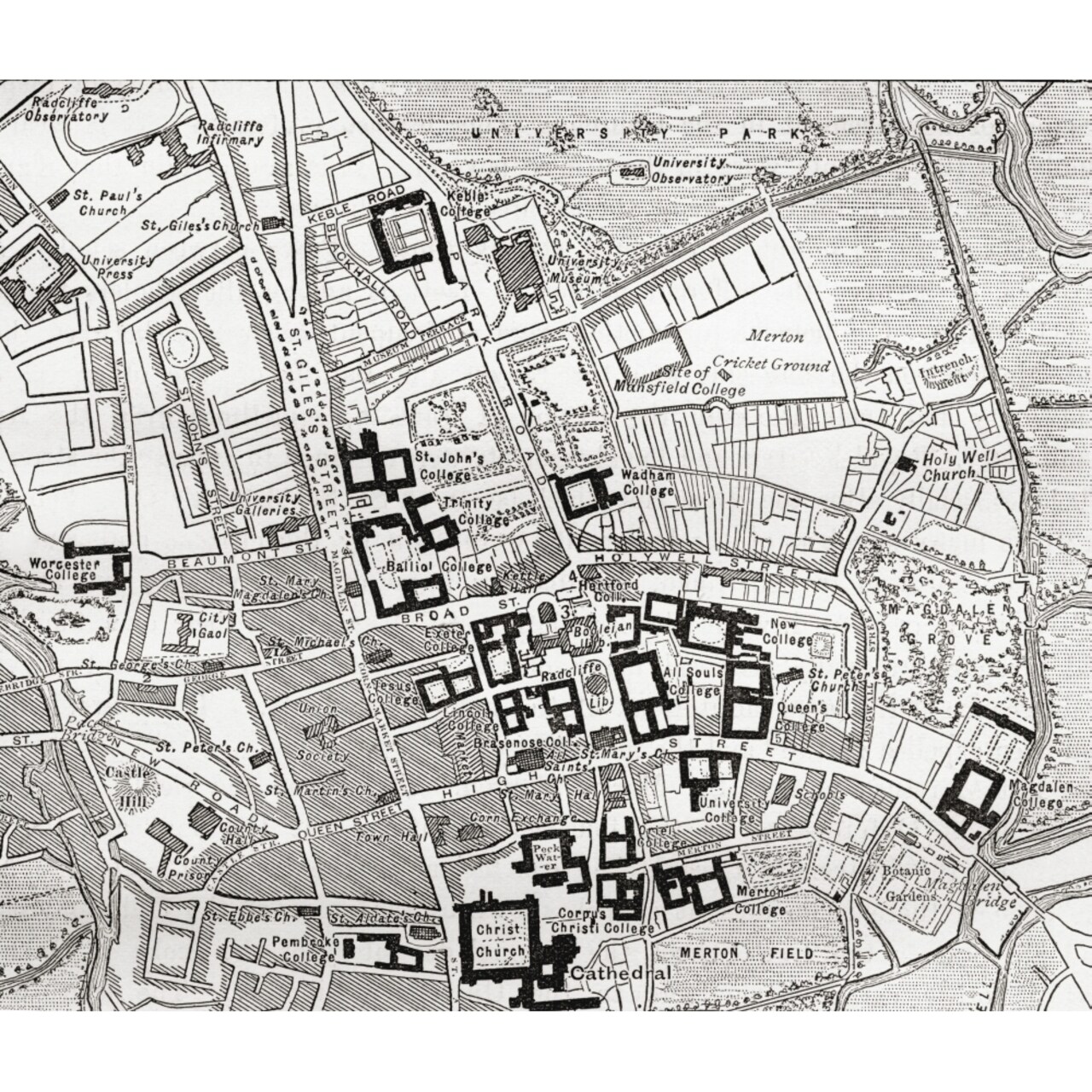 Map Of Oxford Oxfordshire England In The Late 19Th Century. From Our Own Country Published 1898 Poster Print